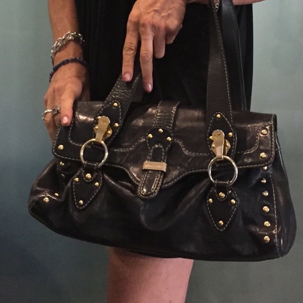 Michael Kors, black leather purse, shoulder bag